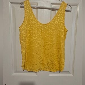 Vintage Levino Verna Yellow Sleeveless Yellow Patterned Silk Tank Top Sz 8